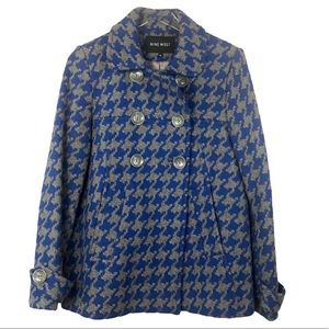 Nine West Wool Blend Houndstooth Peacoat - Size 10